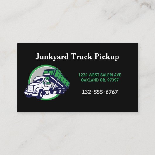Carte De Visite Garbage Junkyard Pickup Guy caricature (Devant)