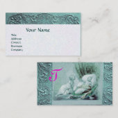 CARTE DE VISITE GARÇON BABY SHOWER ANTIQUE BLEU FLORAL MONOGRAM (Devant / Derrière)