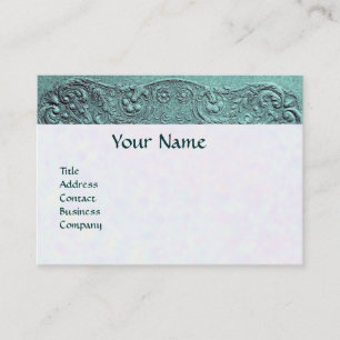 CARTE DE VISITE GARÇON BABY SHOWER ANTIQUE BLEU FLORAL MONOGRAM