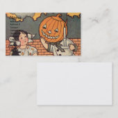 Carte De Visite Garçon citrouille (Carte d'Halloween Vintage) (Devant / Derrière)