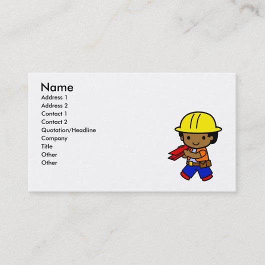 Carte De Visite Garçon de construction (Devant)