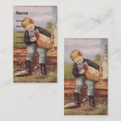 Carte De Visite Garçons Vintages et poulets (Devant / Derrière)
