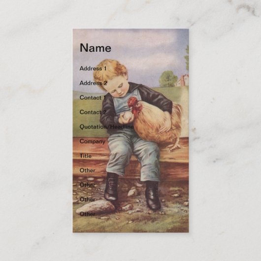 Carte De Visite Garçons Vintages et poulets (Devant)