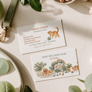 Carte De Visite Garde d'animaux à domicile Chien Chat Vétérinaires