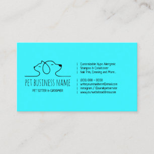 Carte De Visite Garde d'animaux Bleu sarcelle logo chien et chat v