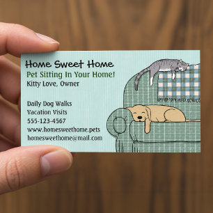 Carte De Visite Garde d'animaux Chien et Chat Mignons - Services p