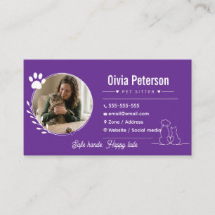 Carte De Visite Garde d'animaux minimaliste de luxe personnalisabl