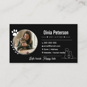 Carte De Visite Garde d'animaux minimaliste de luxe personnalisabl