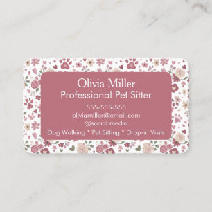 Carte De Visite Garde d'animaux professionnelle avec impression fl