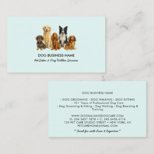 Carte De Visite Garde d'animaux Promenade de chien Teal Aquarelle