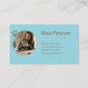 Carte De Visite Garde d'animaux sur mesure Minimaliste Photo Perso