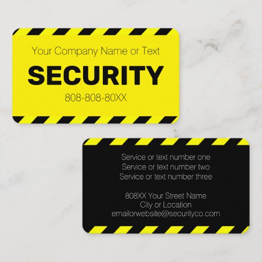 Carte De Visite Garde de sécurité jaune vif (Devant / Derrière)