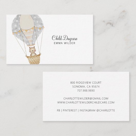 Carte De Visite Garde d'enfants (Devant / Derrière)