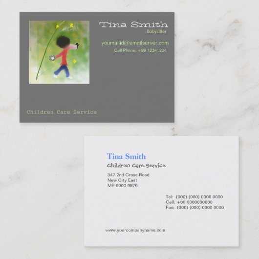 Carte de visite - Garde d'enfants (Devant / Derrière)