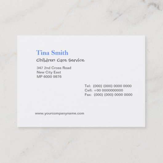 Carte de visite - Garde d'enfants (Dos)