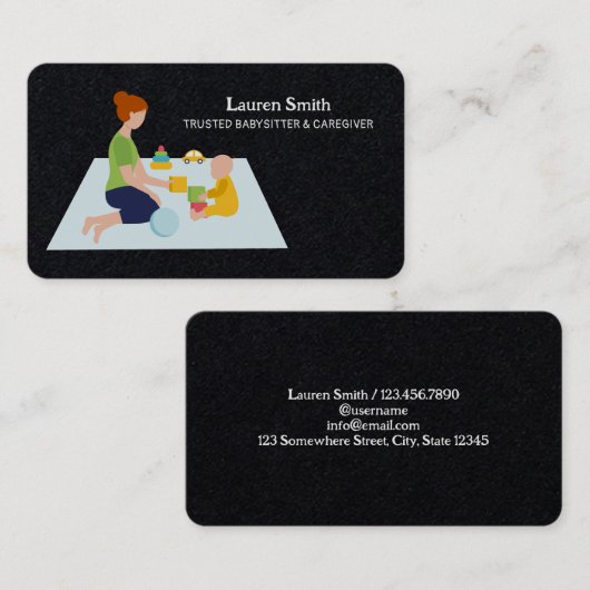 Carte De Visite Garde d'enfants Babysitter (Devant / Derrière)