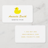 Carte De Visite Garde d'enfants Canard Jaune Minimal (Devant / Derrière)