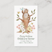 Carte De Visite Garde d'enfants florale de l'ours en bois nu (Devant)