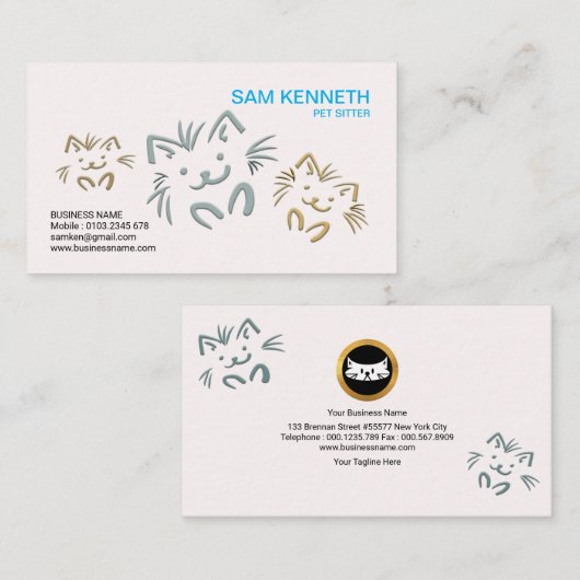 Carte De Visite Garde d'enfants mignonne simple simple d'animal (Devant / Derrière)