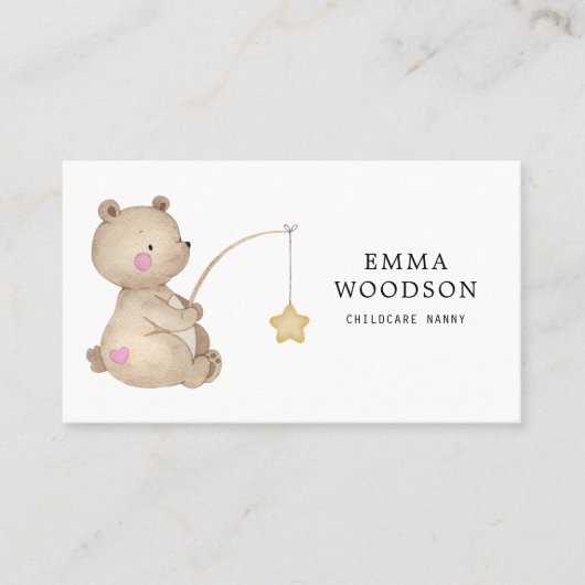 Carte De Visite Garde d'enfants Nanny Little Bear Pêche (Devant)
