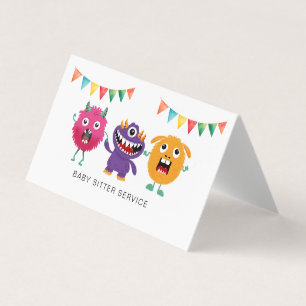 Carte De Visite Garde d'enfants Nounou Baby-sitter Coloré Funky Co