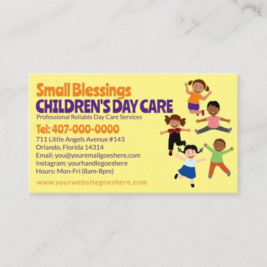 Carte De Visite Garde d'enfants Services de garde d'enfants Busine (Devant)