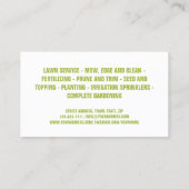 Carte De Visite Gardener À Service Complet Pour Les Terres De Prop (Dos)