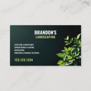 Carte De Visite Gardener Arrière - plan foncé Feuille vert profess