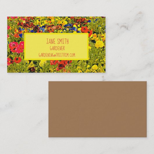 Carte De Visite Gardener des fleurs sauvages de pavots modernes co (Devant / Derrière)