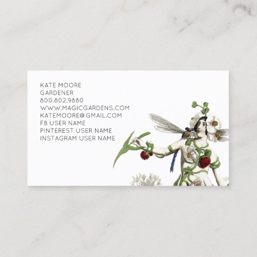 Carte De Visite Gardener Enchanted Fairy Pond (Dos)