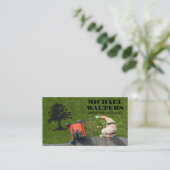 Carte De Visite Gardener Mowing Lawn | Tree Logo (Debout devant)