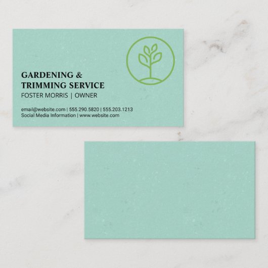Carte De Visite Gardening Logo | Sprouting Plant (Devant / Derrière)