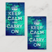Carte De Visite Garder Calme Bleu Peeling Grunge (Devant / Derrière)
