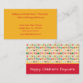 Carte De Visite Garderie Boho Alphabet (Devant / Derrière)