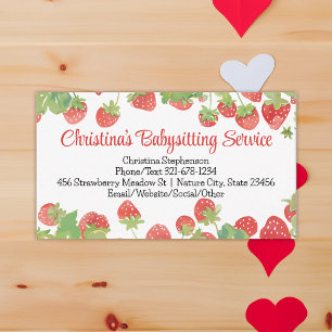 Carte De Visite Garderie d'enfants Strawberry Babysitter Préscolai