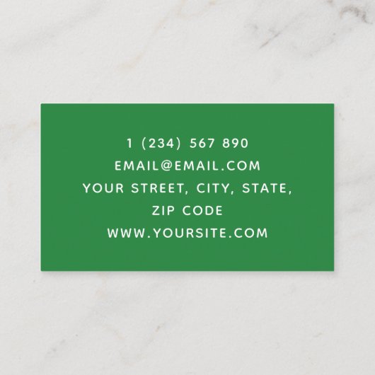 Carte De Visite Garderie en laiton blanc et vert Travail minimum (Dos)