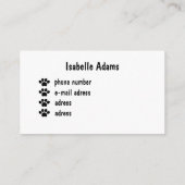 Carte De Visite Gardeur de Chat Animal de Compagnie (Dos)