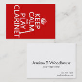 Carte De Visite Gardez la clarinette de calme et de jeu (toute (Devant / Derrière)