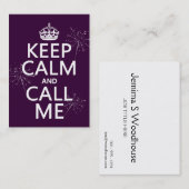 Carte De Visite Gardez le calme et appelez-moi (toute couleur) (Devant / Derrière)