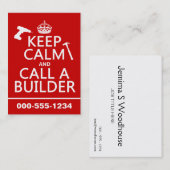 Carte De Visite Gardez le calme et appelez un constructeur (toute (Devant / Derrière)