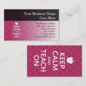 Carte De Visite Gardez le calme et Enseignez, Plaid rose (Devant / Derrière)