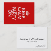 Carte De Visite Gardez le calme et la partie sur (dans toute (Devant / Derrière)