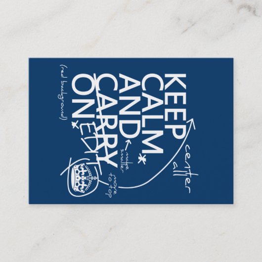 Carte De Visite Gardez le calme et l'éditez sur (dans toute (Devant)