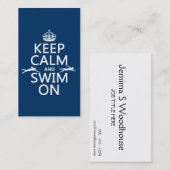 Carte De Visite Gardez le calme et nagez sur (dans toute couleur) (Devant / Derrière)