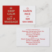 Carte De Visite gardez le calme et obtenez un massage II (Devant / Derrière)