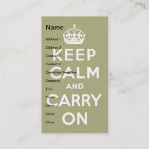 Carte De Visite Gardez le calme vert clair