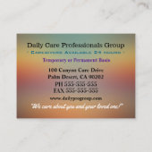 Carte De Visite Gardien professionnel joyeux floral certifié (Dos)