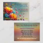 Carte De Visite Gardien professionnel joyeux floral certifié (Devant / Derrière)