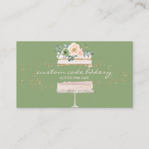 Carte De Visite Gâteau à carreaux verts Boulangerie Pâtisserie