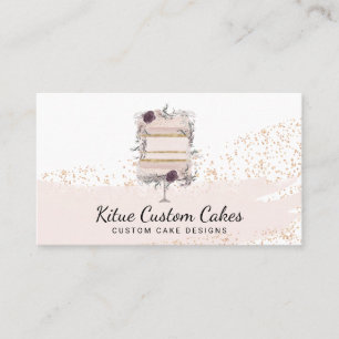 Carte De Visite Gâteau avec Parties scintillant or Rose Fleurs pou